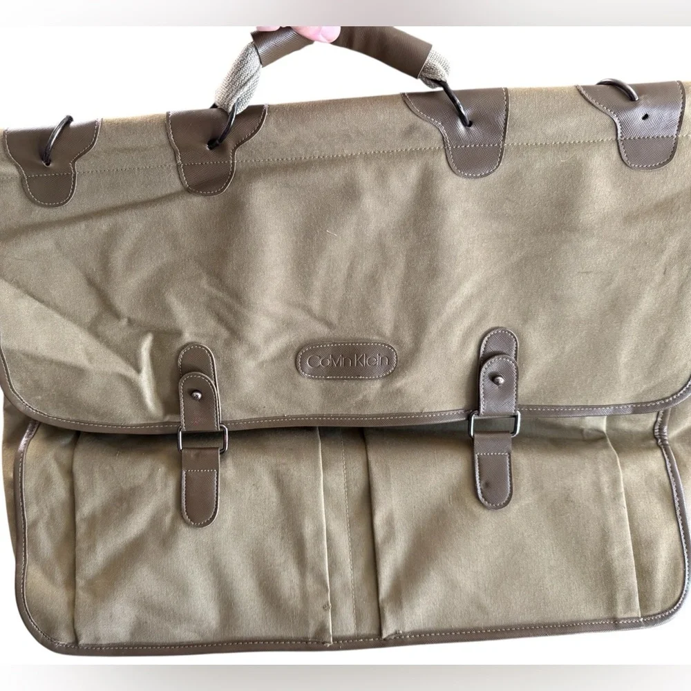 Khaki Brown Canvas Vintage Calvin Klein Overnighter Weekender Travel Bag RARE